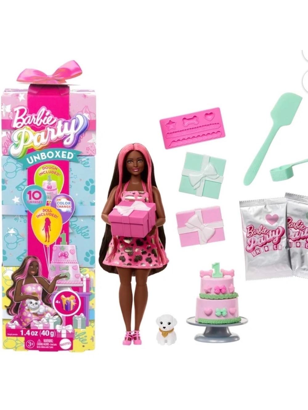 Barbie Party Unboxed Doll with Color Change Hair and Playset